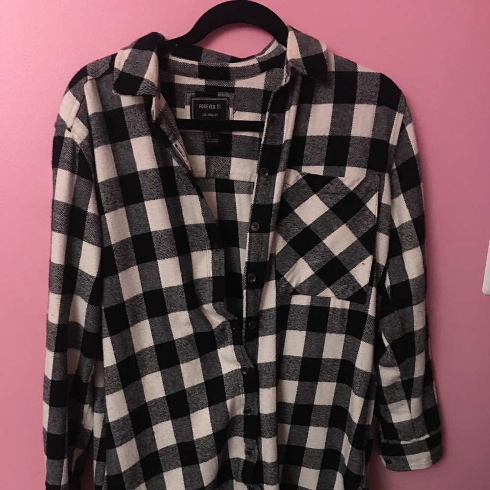 Forever 21 Black and white mini button up dress